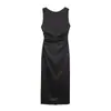 Comercio Exterior 2026 Otoño Nuevo Estilo Europeo y Americano Moda Femenina Vestido Sexy Plisado Texturizado de Satén de Seda 8741244