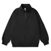 Sudadera Kuyuanwai 300g con Cuello Alto y Media Cremallera Sudadera Lisa de Color Sólido Camisa de Manga Larga con Cremallera Completa Estampado Holgado