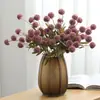 Flor artificial dente-de-leão haste única com 5 cabeças de crisântemo pompom, flor artificial pequena bola espinhosa, adereços para fotografia de casamento, decoração de casa atacado