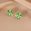 Pendientes de Moda para Viajar Trébol de Cuatro Hojas Diseño Elegante de Nicho Sentido de Diseño Lujo Ligero Pendientes de Gama Alta Joyería para Orejas de Mujer sin Agujeros