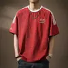 Camiseta de Manga Corta Seersucker Transpirable de Secado Rápido de Seda de Hielo para Hombre, Corte Holgado, Cuello Redondo Estampado, Camiseta de Verano Delgada de Media Manga