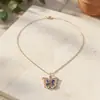 Nueva Moda Europea y Americana Joyería, Metal Incrustado con Diamantes, Colgante Collar Caja de Fotos Abrible con Forma de Mariposa y Corazón, Elegante y Sencillo
