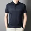 Camiseta de manga corta de verano para papá, para hombre de mediana edad, holgada, casual, a cuadros de seda helada, camiseta polo de verano para hombre, top