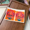 Rebgong Tíbet Nepal Thangka Pintado a Mano Puro Jambhala Amarillo Mantra del Corazón Tarjeta 4*5 Centro