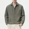 Camisa casual simples de algodão puro de manga comprida estilo americano para homens, marca da moda de outono, colarinho de abas, corte solto, jaqueta camisa versátil, atacado