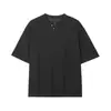 Camiseta Masculina Verão V-Neck Manga Curta Padrão Waffles Marca Trendy Sensação de Luxo Roupa Estilosa Solta Anti-Pilling Manga Meia