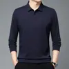 Camiseta Casual para Hombre Primavera y Otoño Solapa Sin Planchar Manga Larga Una Pieza Dropshipping Camisa Polo