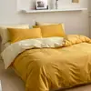 Juego de ropa de cama de algodón 100% de grado A para maternidad e infantil, juego de cuatro piezas de algodón puro con un diseño de dos tonos simple y de alta gama, que incluye funda de edredón, sábana plana y sábana bajera