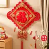 Colgante Personalizado Nuevo Hecho a Mano Nudo Chino Rojo Bendición y Felicidad Doble Cara para Sala de Estar Vestíbulo Casa Nueva y Palabras Felices para Boda Especial