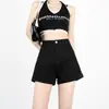 Shorts de Mezclilla Casuales Simples para Mujer, Estilo Delgado de Primavera y Verano, Corte Ajustado, Cintura Alta, Dobladillo Enrollado Dulce y Picante, Shorts de Mezclilla Rectos de Corte A
