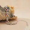 Pulseira de Prata de Lei S925 Cravejada com Turmalina Natural Colorida para Mulheres, Joia de Gema Floral Cubo de Açúcar, Venda Popular por Atacado ao Vivo