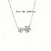 Collar para mujer con dos pequeñas flores de niña japonesa y coreana, chapado en oro de 14 quilates y plata de ley S925, cadena de clavícula de uso diario con temperamento simple que combina con todo.