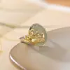 Anillo Yiluyin de Plata de Ley S925 Chapado en Oro con Jade Natural Hetian y Diseño de Pez Koi en Estilo Chino Nuevo