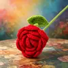 Terminada flor hecha a mano de lana de ganchillo tejido rosa Tanabata Día de San Valentín tejido flor de simulación al por mayor