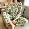 Liquidação de Fábrica Pijama de Bem-Estar Primavera e Outono Feminino Casual Confortável Estilo Lady Manga Longa Calças Conjunto de Duas Peças Roupa de Casa