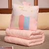 Almohada dos en uno de nubes de arcoíris de dibujos animados, edredón para aire acondicionado de coche, almohada para la siesta de oficina, se puede guardar, venta al por mayor