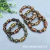 Pulseras Grandes para Hombres y Mujeres Suministro en Vivo Cuentas Dzi de Tres Ojos de Tíbet Cuentas de Tambor Grandes Patrón de Dragón Verde Pulsera de Calcedonia Ágata Fantasía