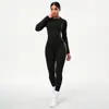 Conjunto de Roupas de Yoga Transfronteiriço para Mulheres, Conjunto de Duas Peças, Top de Manga Longa com Gola Redonda, Calças Justas, Conjunto de Roupas Esportivas Casuais para Fitness