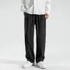 Pantalones Rectos de Seda de Hielo Ligeros de Verano para Hombre, Pantalones Holgados de Pierna Ancha, Pantalones Deportivos de Chándal, Pantalones de Traje, Pantalones Casuales de Secado Rápido