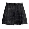 Falda plisada de cuadros para mujer, nuevo estilo otoño e invierno 2026, de cintura alta, adelgazante, falda de lana suelta, falda corta de cuadros