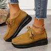 Mocasines casuales de estilo europeo y americano, con cordones y suela gruesa, para mujer, primavera, vintage, talla grande, comercio exterior