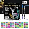 Bolígrafos Metálicos Coloridos de Doble Punta y Doble Color con Puntas Suaves, Marcadores de Color Metálico para Dibujo Artístico, Bolígrafos Base Agua Multicolores para DIY