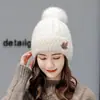 Sombrero de Nuevo Estilo para Mujer Invierno Prueba de Frío Todo Fósforo Estilo Coreano Moda Sombrero de Lana de Conejo Forrado de Vellón Cálido Suéter de Punto Sombrero de Luna