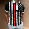 Comercio Exterior Otoño Nuevo Camisa POLO para Hombre Camiseta Casual de Manga Corta con Cuello Camisa POLO de Manga Corta con Cremallera Estampado 3D