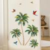 Estilo Vacacional Transfronterizo Árbol de Coco Pájaro Sala de Estar Balcón Baño Bañera Pegatina Puerta de Gabinete Autoadhesiva Removible Pegatina de Pared