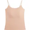 Camiseta térmica invisível sem costura para mulheres com bojos embutidos, camisola íntima de corte justo, não precisa usar sutiã