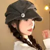 Boina Pleatada Retrô Japonesa Chapéu Feminino Outono Inverno Emagrecimento Facial Versátil Chapéu de Pintor Moda Coreana Boné Newsboy Tendência