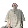 Camiseta Masculina de Verão 2026 Nova Estilo Gola Padre Manga Curta Xadrez Respirável Top Manga Meia