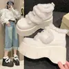 Zapatos de Algodón Peludos 2026 Nuevos con Plataforma de Suela Gruesa para Aumentar la Altura, con Velcro, Botas de Nieve para Mujer, Forrados de Felpa y Engrosados para Invierno