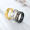 Moda europea y americana titanio acero 6mm espejo anillo ECG acero inoxidable japonés y coreano grabado joyería personalizada fabricantes al por mayor