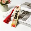 Marcadores de Livro Pequenos de Bambu Estilo Antigo com Bênçãos Chinesas, Pingentes de Seda de Gelo, Pequenos Presentes Culturais e Criativos para Formatura de Estudantes, Papelaria