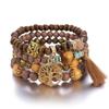 Pulseras de Cuentas de Madera Multicapa de Estilo Bohemio, Pulseras Elásticas, Suministro Directo de Fabricantes, Venta al por Mayor de Joyería Europea y Americana