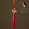 Colgante de calabaza de apertura natural latón cinco monedas de los Cinco Emperadores puerta opuesta calabaza joyería colgante se puede abrir interior cinabrio Sutra del Corazón