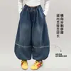 Pantalones vaqueros de estilo linterna para primavera y otoño para niñas, pantalones casuales holgados de estilo coreano para niñas mayores, pantalones largos de pierna ancha que estilizan y son fluidos, modernos