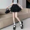 Falda de Pastel de Lunares Blancos de Verano para Mujer, Cintura Alta, Adelgazante, Cintura Elástica, Falda de Línea A Caliente y Moderna, Falda Abullonada de Lunares