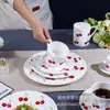 Nueva Serie Tianmei Vajilla, Platos Estilo Occidental, Platos de Postre de Porcelana de Hueso, Tazas de Café, Platos Planos para Filete de Hotel Cereza de Gama Alta