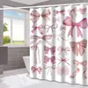 Cortina de ducha Santa Claus Transfronterizo Lazo Rosa Cortina de ducha para baño del hogar Separación de zona seca y húmeda Cortina de ducha Impermeable Cortina de ducha