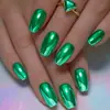 Unhas Usáveis Galvanizadas Espelhadas Verdes, 24 Peças, Unhas Usáveis de Moda Europeia e Americana para Pés