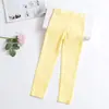 Pantalones de Lápiz para Niñas Primavera y Verano Delgados Color Caramelo Ropa Exterior Infantil Leggings Niños Grandes Ajustados Leggings Negros