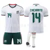 26 Copa do Mundo México Fora Nº. 14 Número do Uniforme. 9 Raul Não. 22 Lozano Conjunto de Uniforme de Futebol Camisa Adulto
