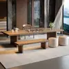 Juego de Mesa y Sillas de Té, Una Mesa y Cinco Sillas, Mesa de Té Grande de Madera Maciza para Recepción de Oficina, Lujo Ligero, Sensación Moderna y de Alta Gama