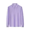 Camisa Polo de Algodão Penteado de Fibra Longa Manga Longa Logo Personalizado Roupas de Trabalho para Supermercado Camisa Publicitária Gola Lapela Manga Longa Bordada Feita Sob Medida