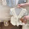 Conjunto de Mono de Verano Estilo Coreano para Bebé Niña con Conejo + Camiseta de Manga Corta con Cuello de Muñeca Set Lindo de Dos Piezas