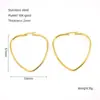 Pendientes de Aro Lisos de Acero de Titanio con Forma de Corazón, Estilo Simple Europeo y Americano para Mujer, Pendientes de Acero de Titanio Elegantes Exagerados de Moda de Gama Alta al por Mayor