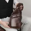 Bolso de pecho de cuero de alta gama, bolso nuevo, venta al por mayor, bolso de pecho casual de moda para hombre, bolso de mensajero de cuero de capa superior, productos nuevos transfronterizos
