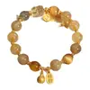 Pulsera de Cristal Dorado Natural Piedra Lunar Cristal Pulsera de Ojo de Tigre que Traga Oro Hilo de la Fortuna para Novia Regalo
